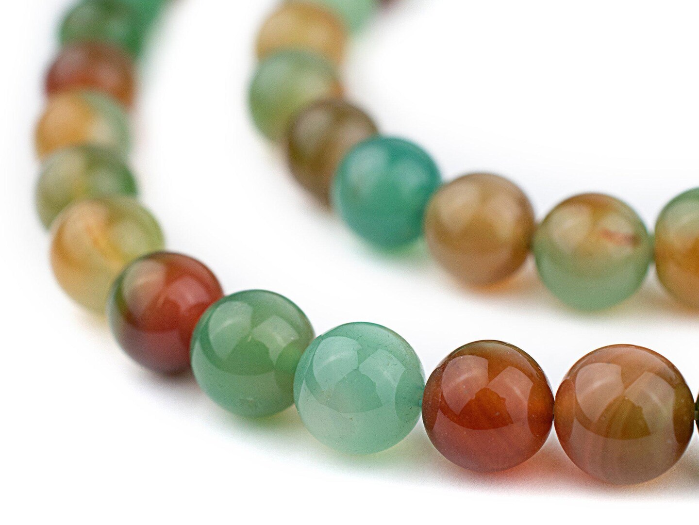 TheBeadChest Round Rainbow Agate Beads (10mm): Organic Gemstone Round Spherical Energy Stone Healing Power Crystal for Jewelry Bracelet Mala Necklace Making