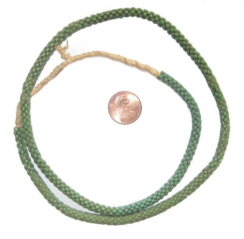 TheBeadChest Green Star Snake Beads 6mm West Africa African Unusual Glass 24 Inch Strand Handmade