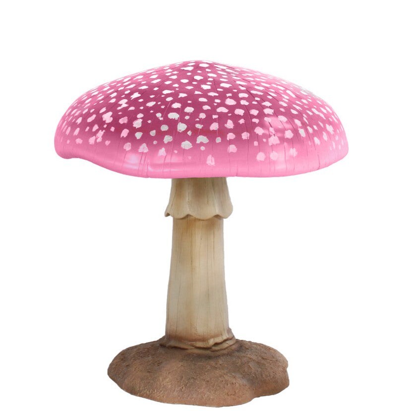 Large Pink Mushroom Over Sized Statue