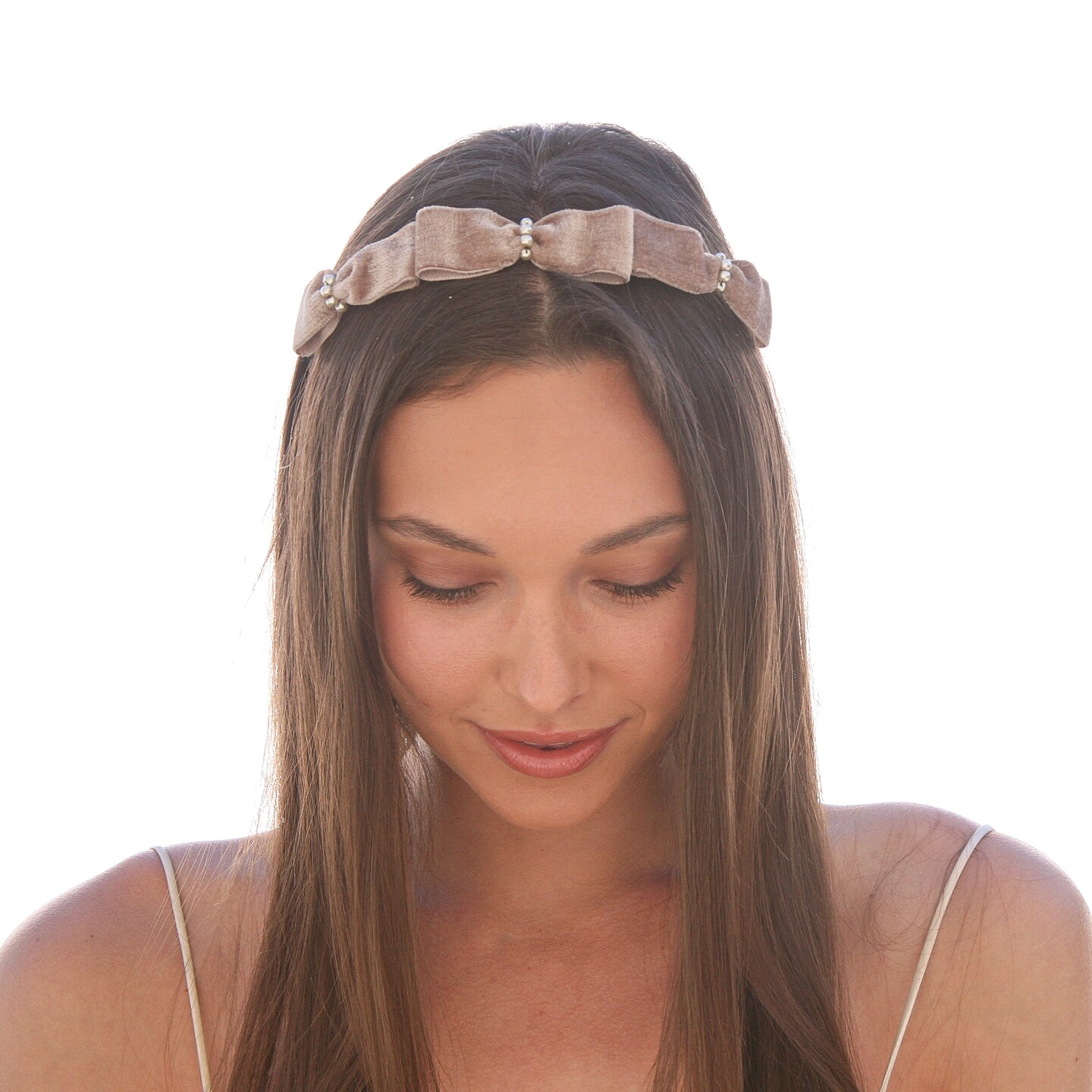 Three Velvet Bows Headband with Pearls for Adults, Women Hair Accessory ...