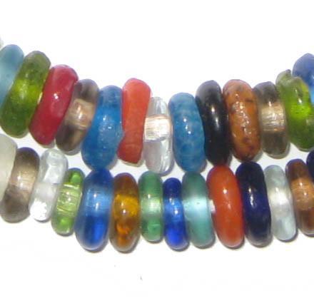 African Disk Recycled Glass Beads - Full Strand of Eco-Friendly ...