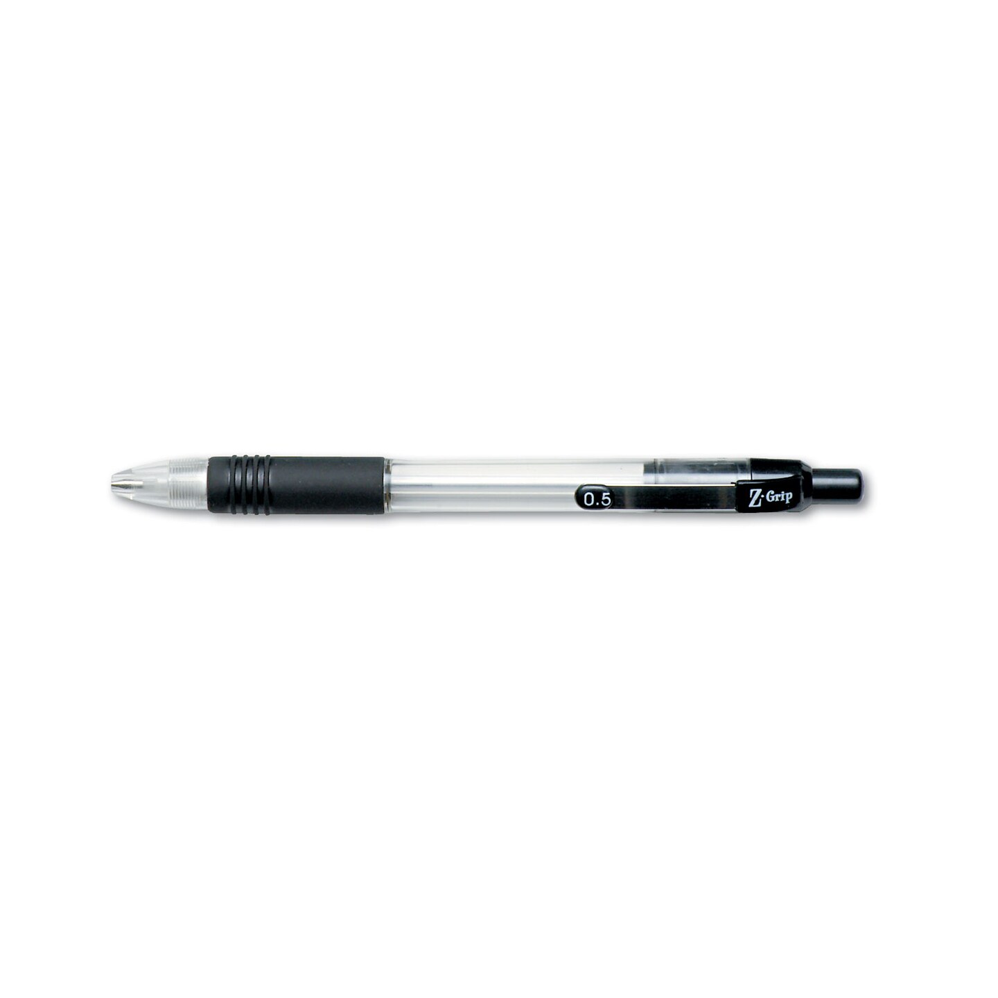 Zebra Pen Z-Grip Mechanical Pencil, 0.5 mm, HB (#2.5), Black Lead, Clear/Black Grip Barrel, Dozen