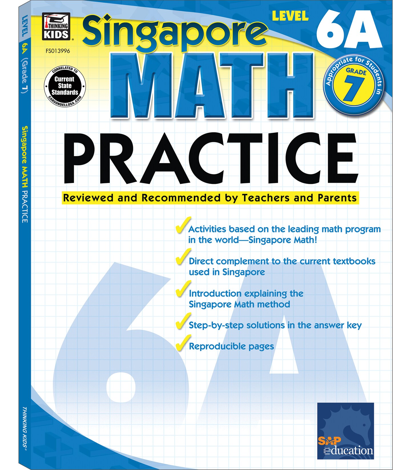Singapore Math Level 6A 7th Grade Math Workbooks, Singapore Math Grade 7, Fractions, Ratios, and Algebra Workbook, 7th Grade Math Classroom or Homeschool Curriculum