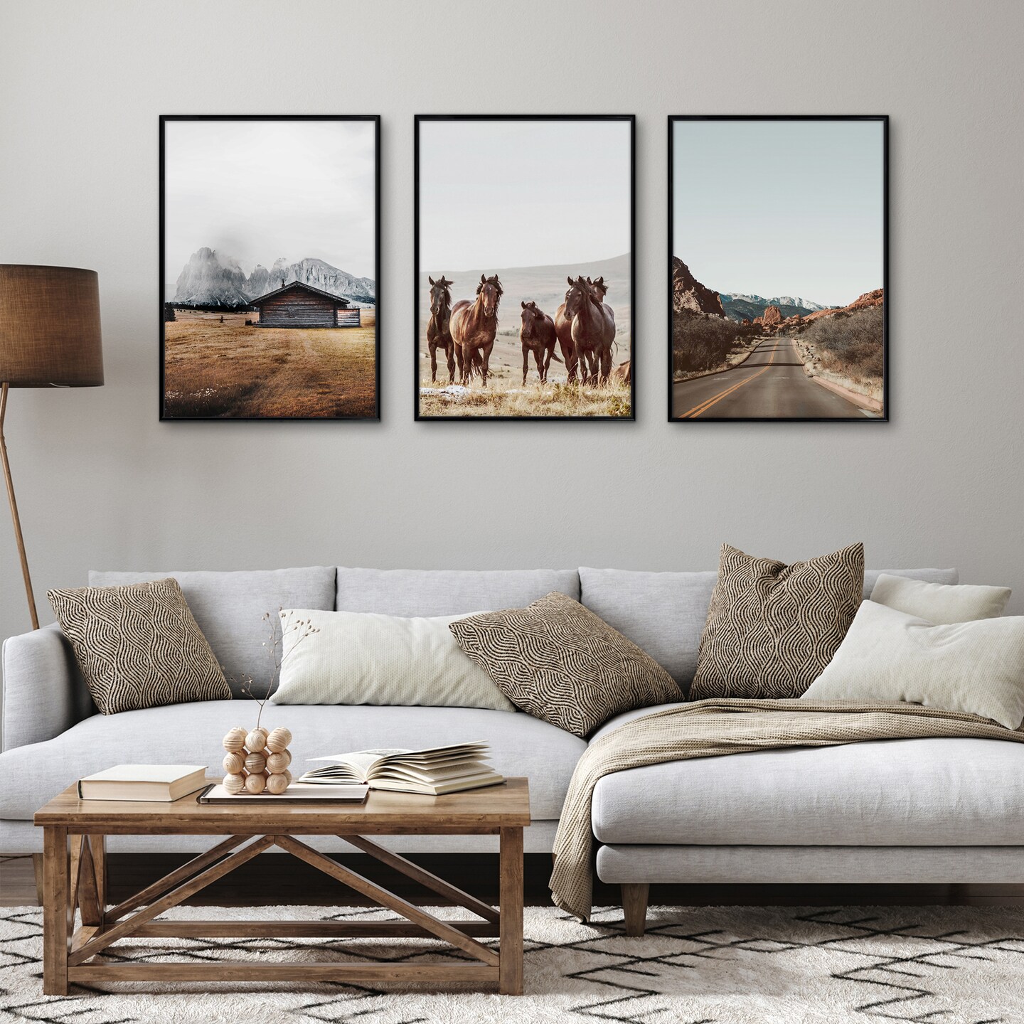 Americanflat Snap-In Picture Frame in Black - Set of 3 - Poster Frame with Slimline Molding, Plexiglass Cover, and Hanging Hardware - Black