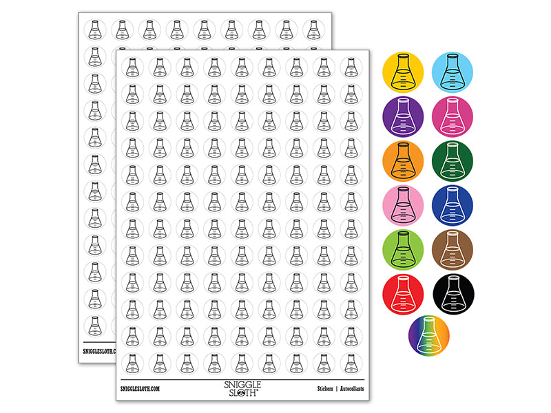 Glass Erlenmeyer Flask Chemistry Science 200+ 0.50&#x22; Round Stickers