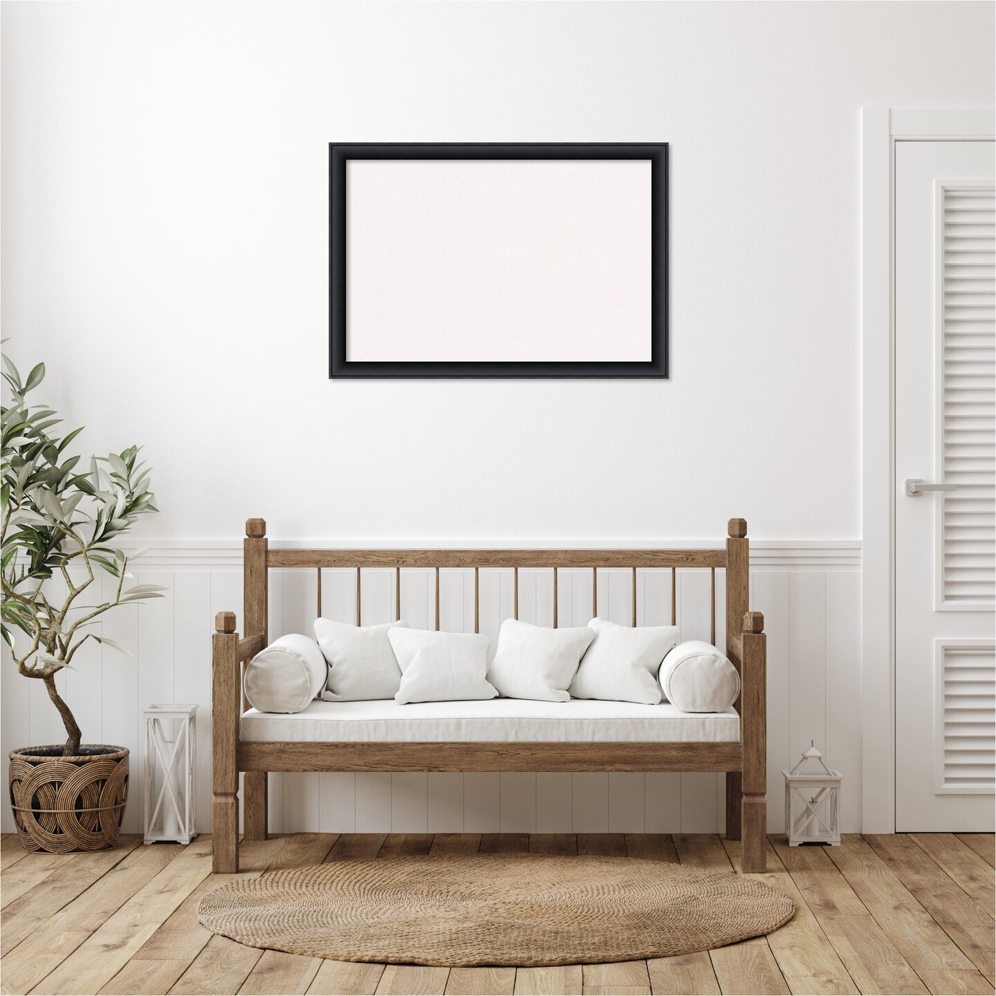 Nero Black Wood Framed Corkboard, White Cork