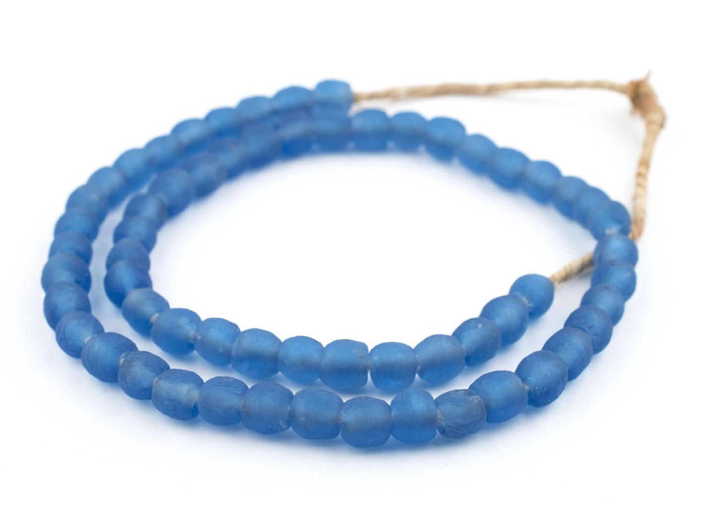 TheBeadChest African Recycled Glass Beads, Strand, For Jewelry Making, Home Decor, Handmade in Ghana (9mm, Blue)