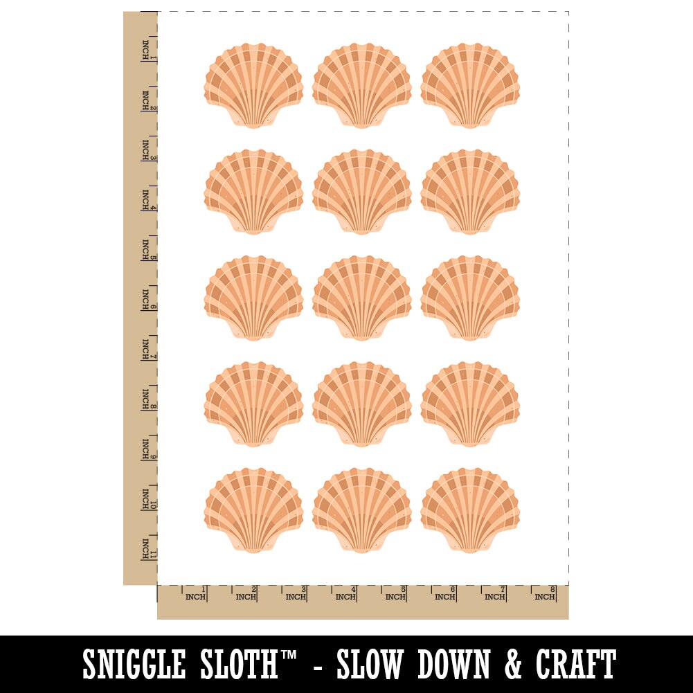 Scallop Seashell Beach Shell Temporary Tattoo Water Resistant Fake Body Art Set Collection (1 Sheet)