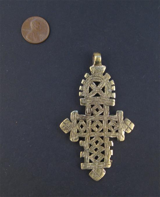 Brass Ethiopian Coptic Cross Pendant, African Abyssinian Design, Orthodox Christian Pendant for Jewelry, The Bead Chest