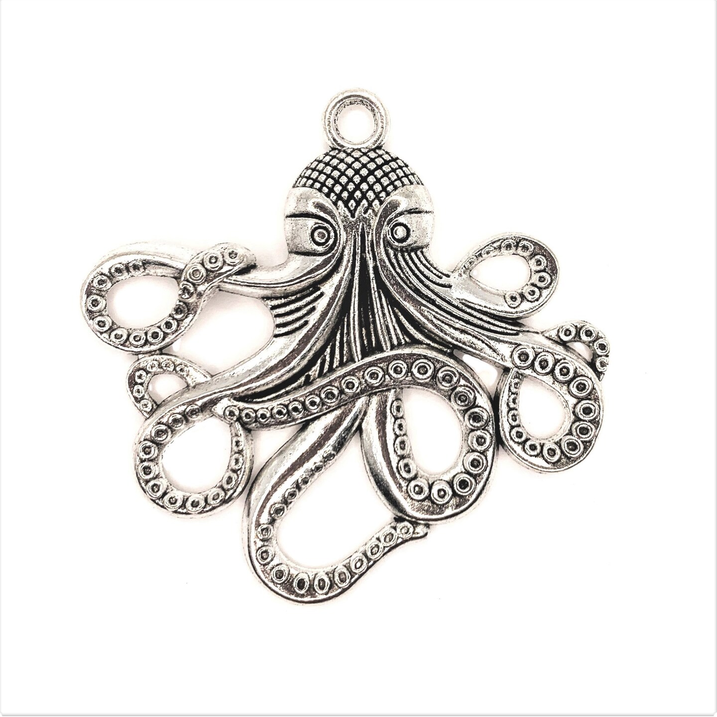 1, 4 or 20 pieces: Large Silver Octopus Cthulhu Pendant Charms