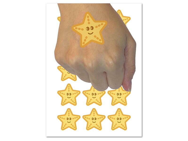Starfish Doodle Temporary Tattoo Water Resistant Fake Body Art Set Collection (1 Sheet)