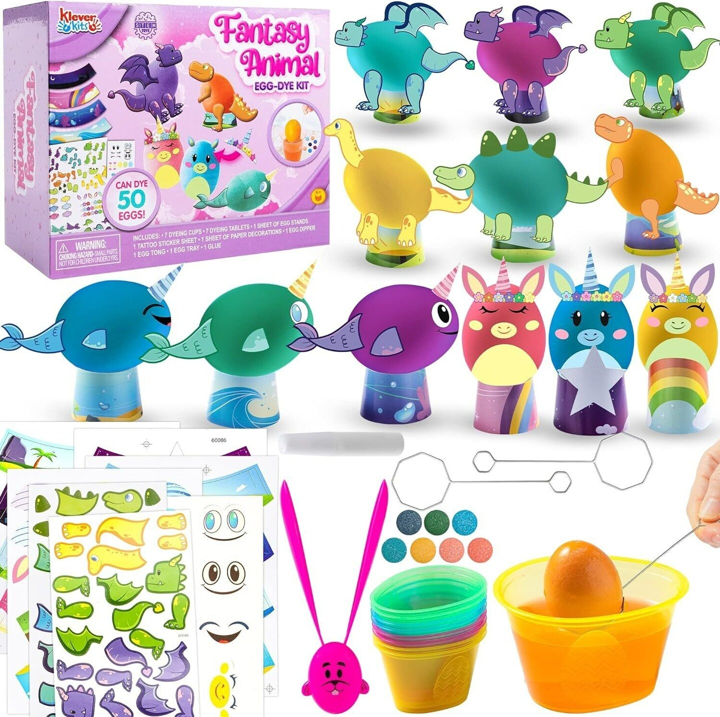 27 PCS Easter Animal Egg Dye Kit Easter DIY Egg Decorating Kit with Mermaid