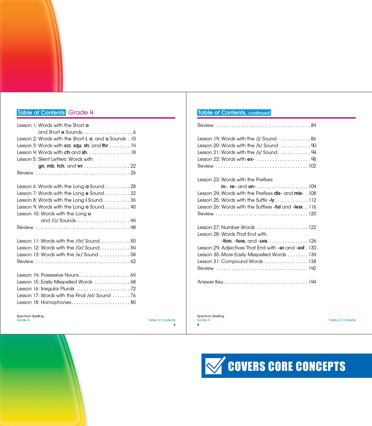 Spectrum Spelling Workbook Grade 4, Ages 9 to 10, 4th Grade Spelling Workbook, Handwriting Practice with Vowels, Diagraphs, Parts of Speech, and Grammar Workbook with English Dictionary - 208 Pages