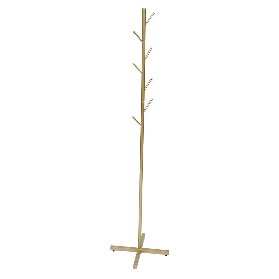 Gold Coat Rack Stand 67” 7 Hooks Tree Entryway Hanger Metal Holder Hat Umbrella Rack