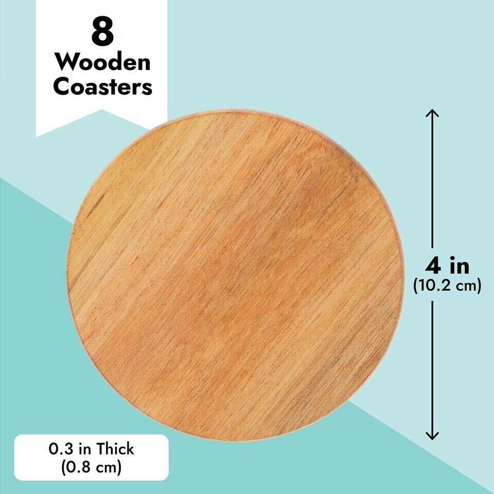 8 Pack Acacia Wood Coasters for Coffee Table