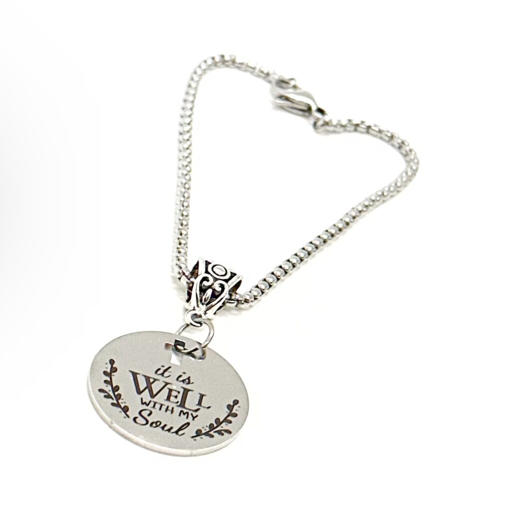 It Is Well With My Soul Charm Bracelet, Baptism Gift, Confirmation Gift ...