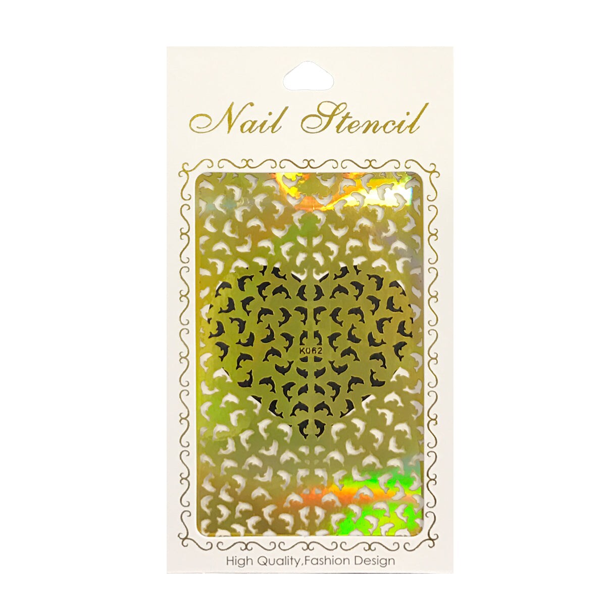Wrapables Gold Nail Art Guide Large Nail Stencil Sheet - Dolphins