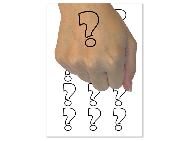 Question Mark Bold Outline Temporary Tattoo Water Resistant Fake Body Art Set Collection (1 Sheet)