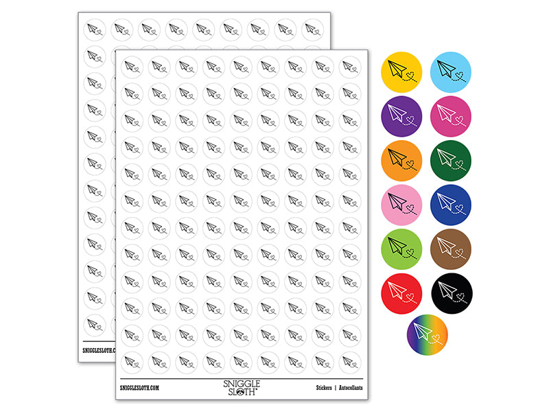 Paper Airplane with Heart 200+ 0.50&#x22; Round Stickers