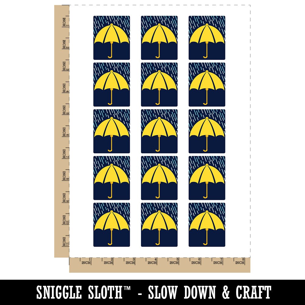 Rainy Day Umbrella Temporary Tattoo Water Resistant Fake Body Art Set Collection (1 Sheet)