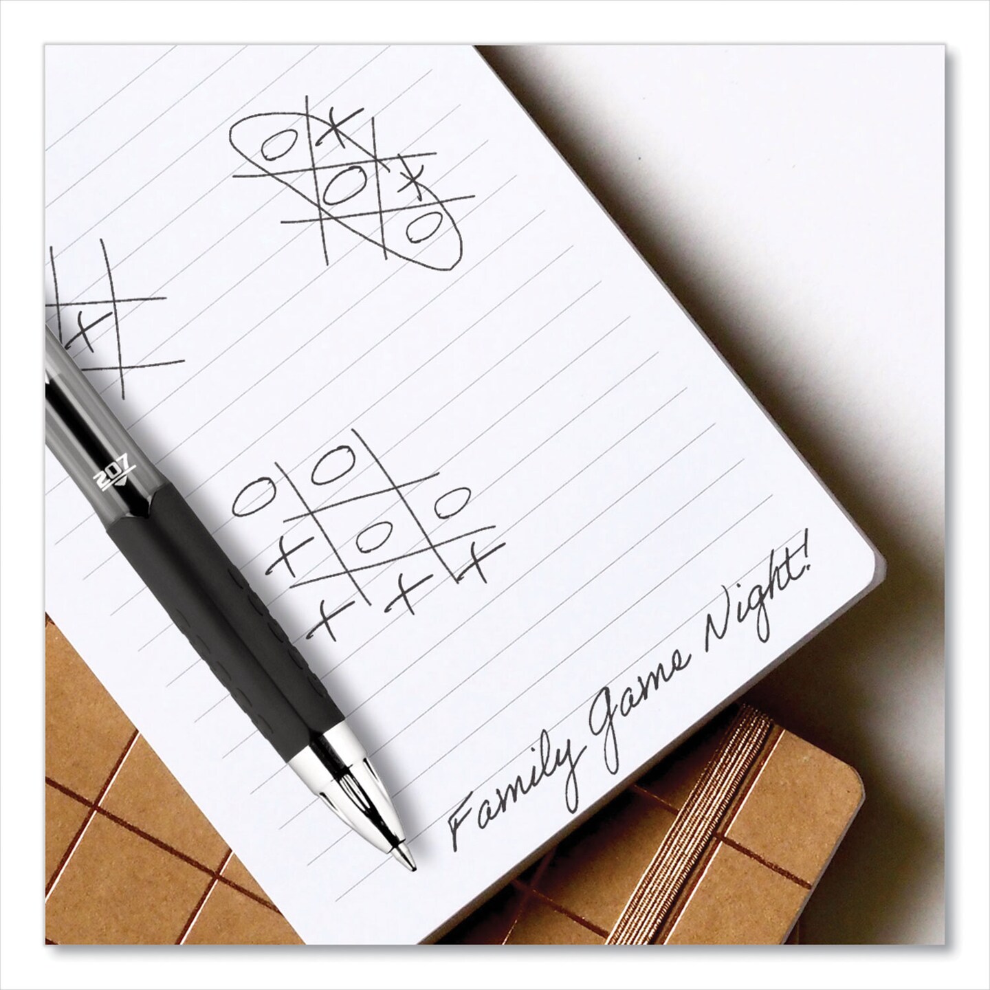 Uni-Ball Signo 207 Gel Pen, Retractable, Medium 0.7 mm, Black Ink, Translucent Black Barrel, 8/Pack