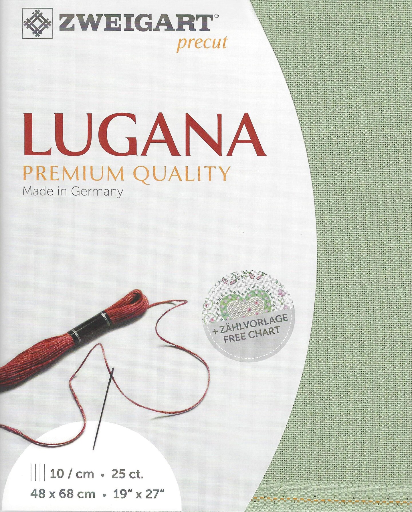 Precut Zweigart Lugana 25 count Moss Green
