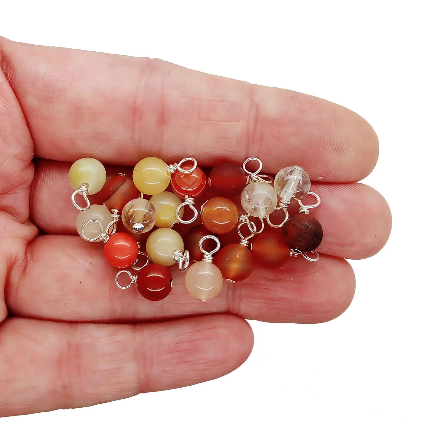 Gemstone Charm Mix, Red Yellow &#x26; Orange Bead Dangle Assortment, 20 pcs, Adorabilities