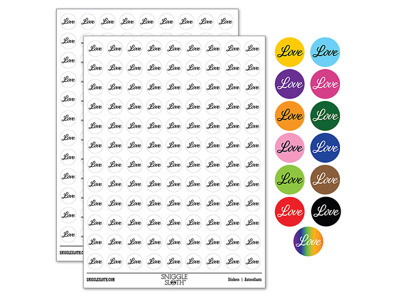 Love Cursive Text 200+ 0.50&#x22; Round Stickers