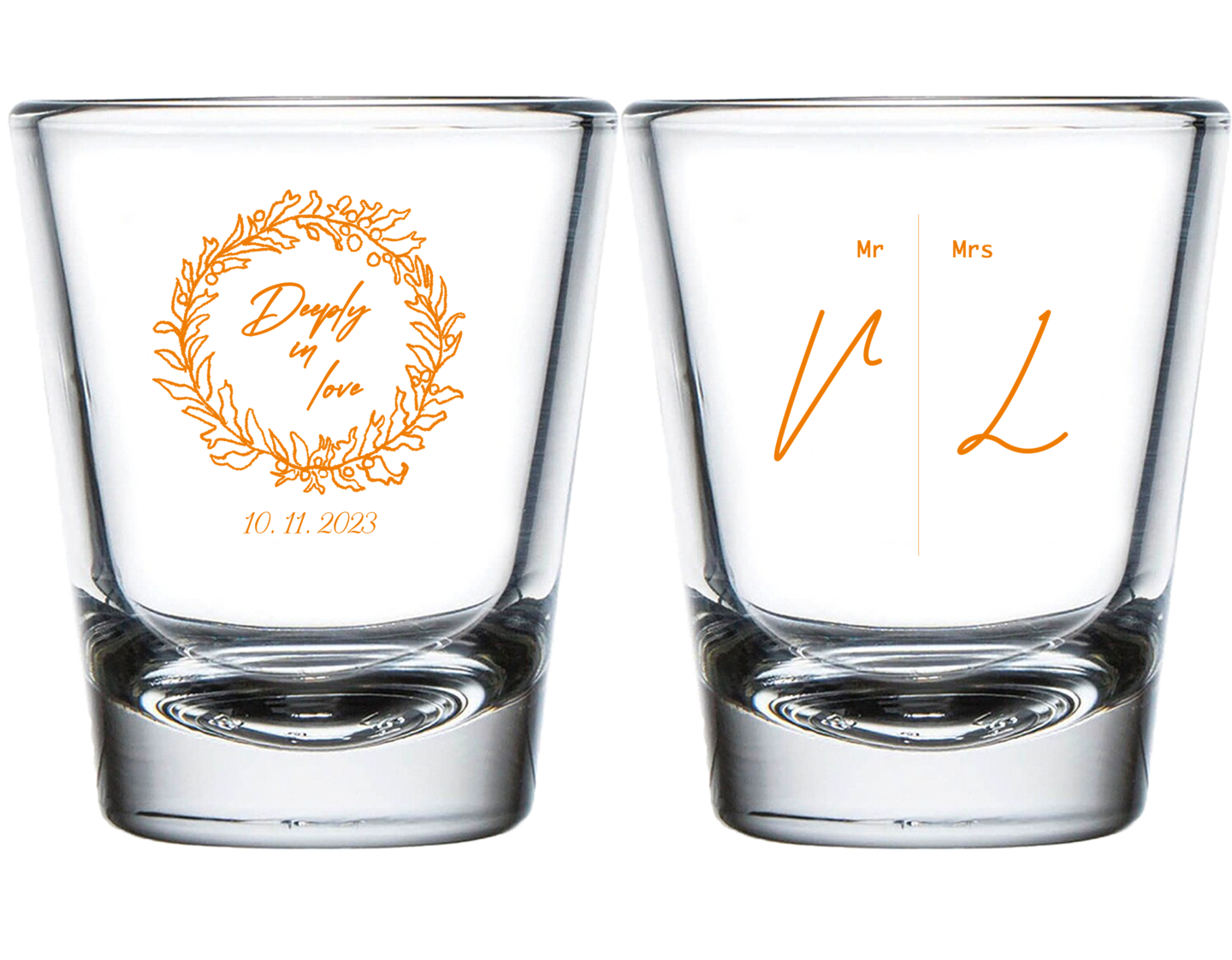 Personalized Wedding Shot Glasses - Customized Mr. and Mrs. Shot Glass ...