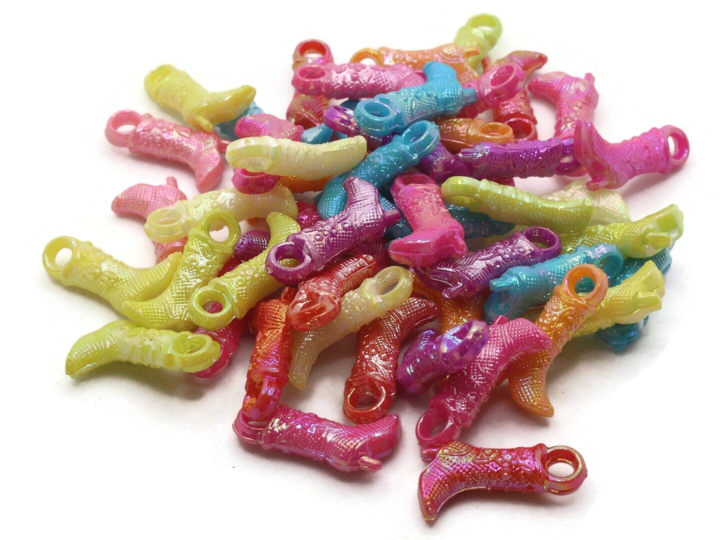 50 20mm High Heel Boot Mixed Color Plastic Shoe Charms