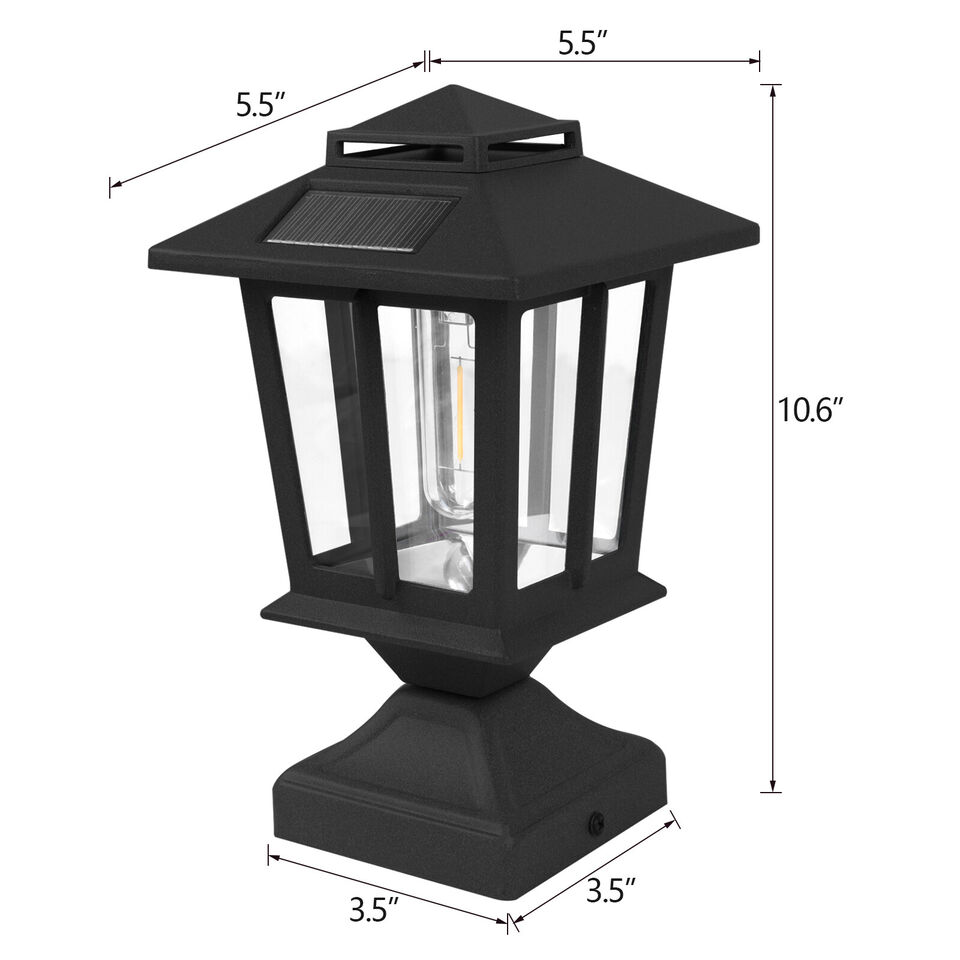 1 Pack Solar Post Lantern Waterproof Outdoor Deck Fence Post Cap Light for Garden Lawn