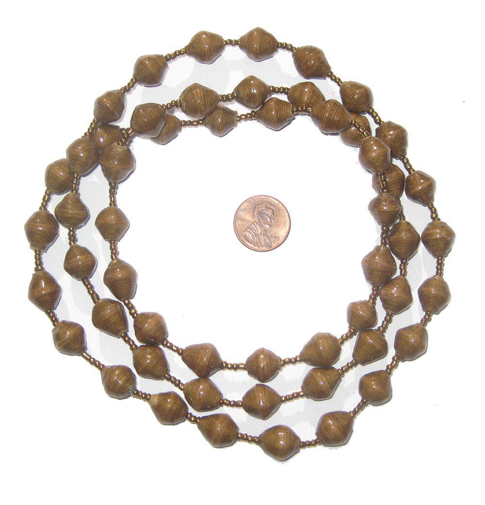 Recycled Paper Bead Necklace from Uganda - Fair Trade African Jewelry by The Bead Chest (Brown)