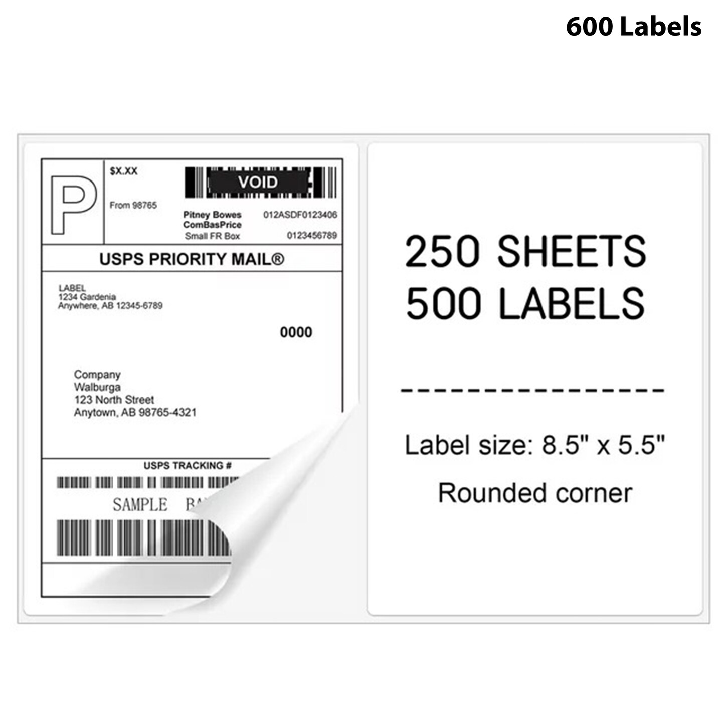 Half Sheet Shipping Labels 8.5" x 5.5" Optimized Solutions for Laser and Inkjet Printers