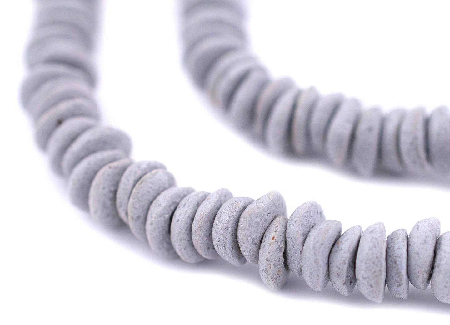 TheBeadChest Light Grey Ashanti Glass Saucer Beads (10mm)