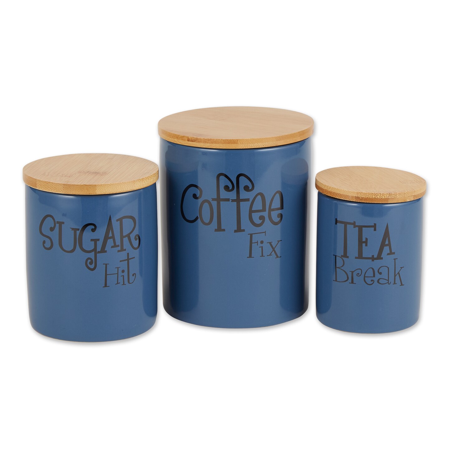 Contemporary Home Living Kitchen Storage Canisters - 5.5" - Blue and Brown - Set of 3