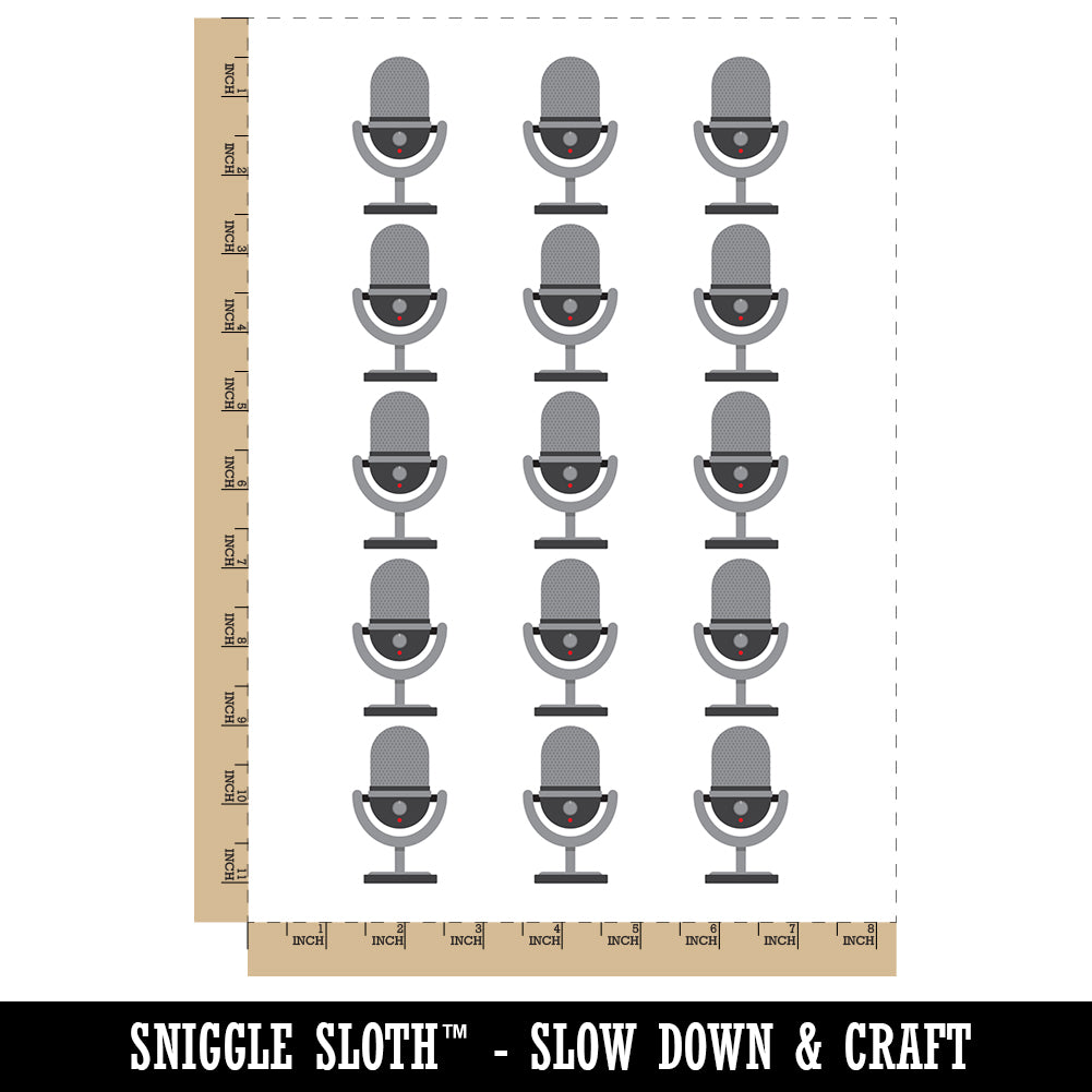 Podcast Broadcast Microphone Temporary Tattoo Water Resistant Fake Body Art Set Collection (1 Sheet)