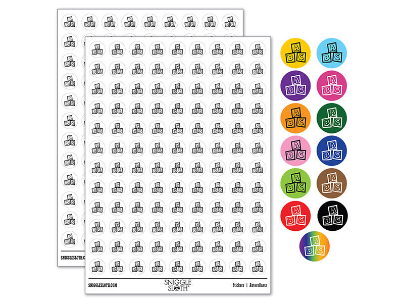 ABC Kids Baby Blocks 200+ 0.50&#x22; Round Stickers