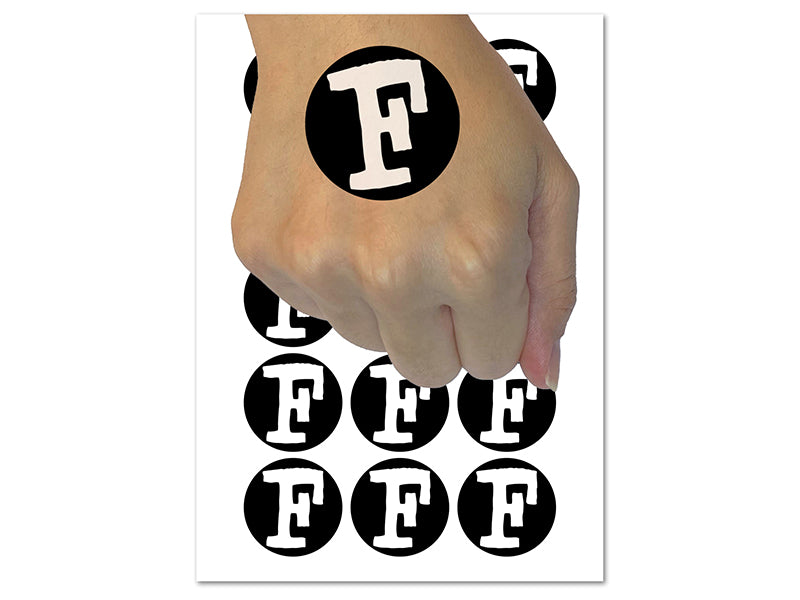 Letter F Uppercase Cute Typewriter Font Temporary Tattoo Water Resistant Fake Body Art Set Collection (1 Sheet)