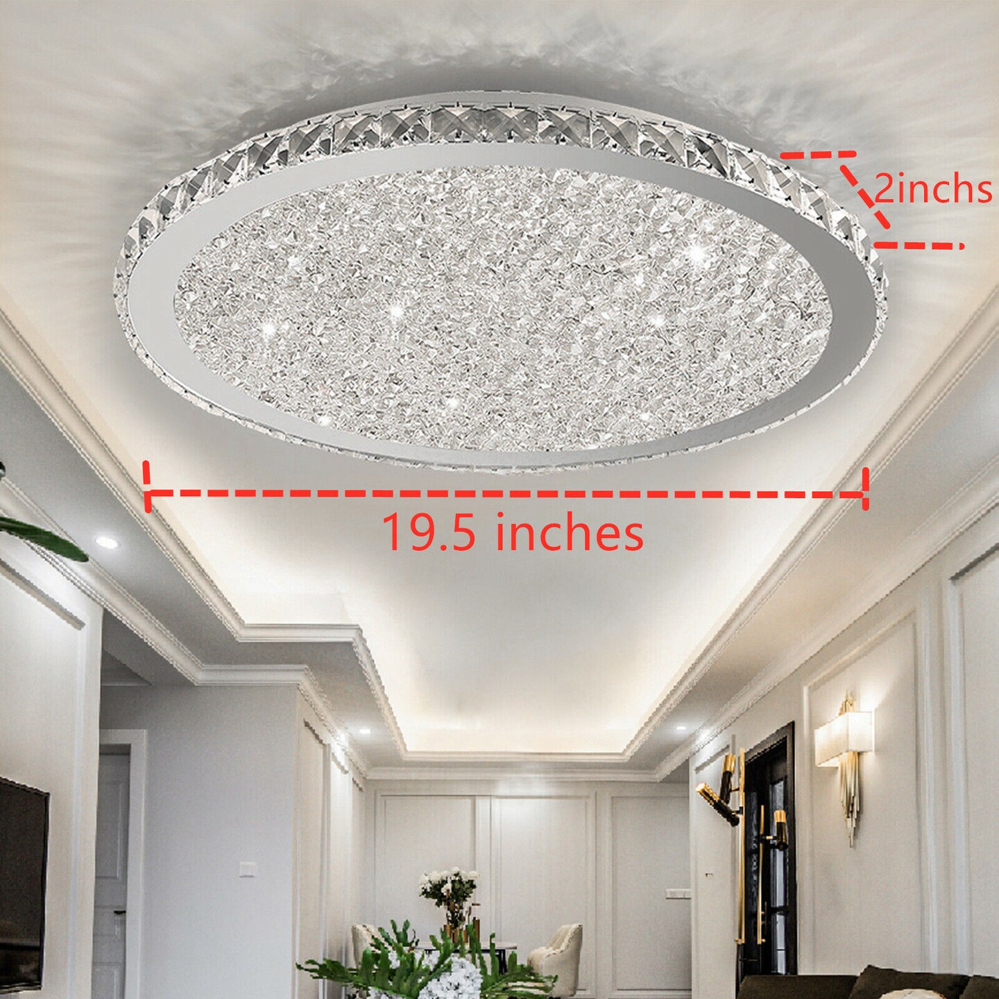 Kitcheniva Modern Crystal Flush Mount Chandelier Fixture