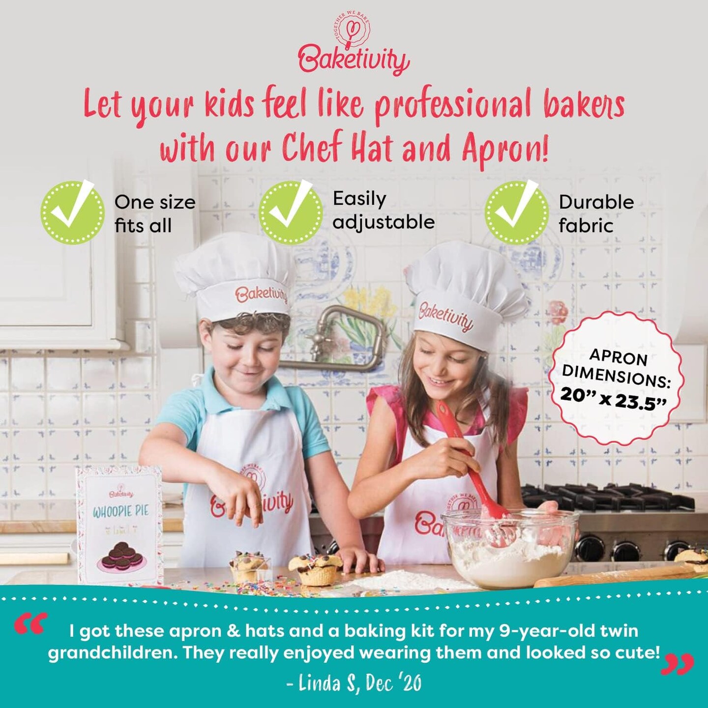 Baketivity 4 in 1 Kids Baking Set Mega Kit - Cake Pop Kit with Stand - Kids Apron and Chef Hat Set - Bake Away Kids Cookbook - Kids Cooking Sets Real Utensils - Kids Baking Kit Gifts for Girls & Boys