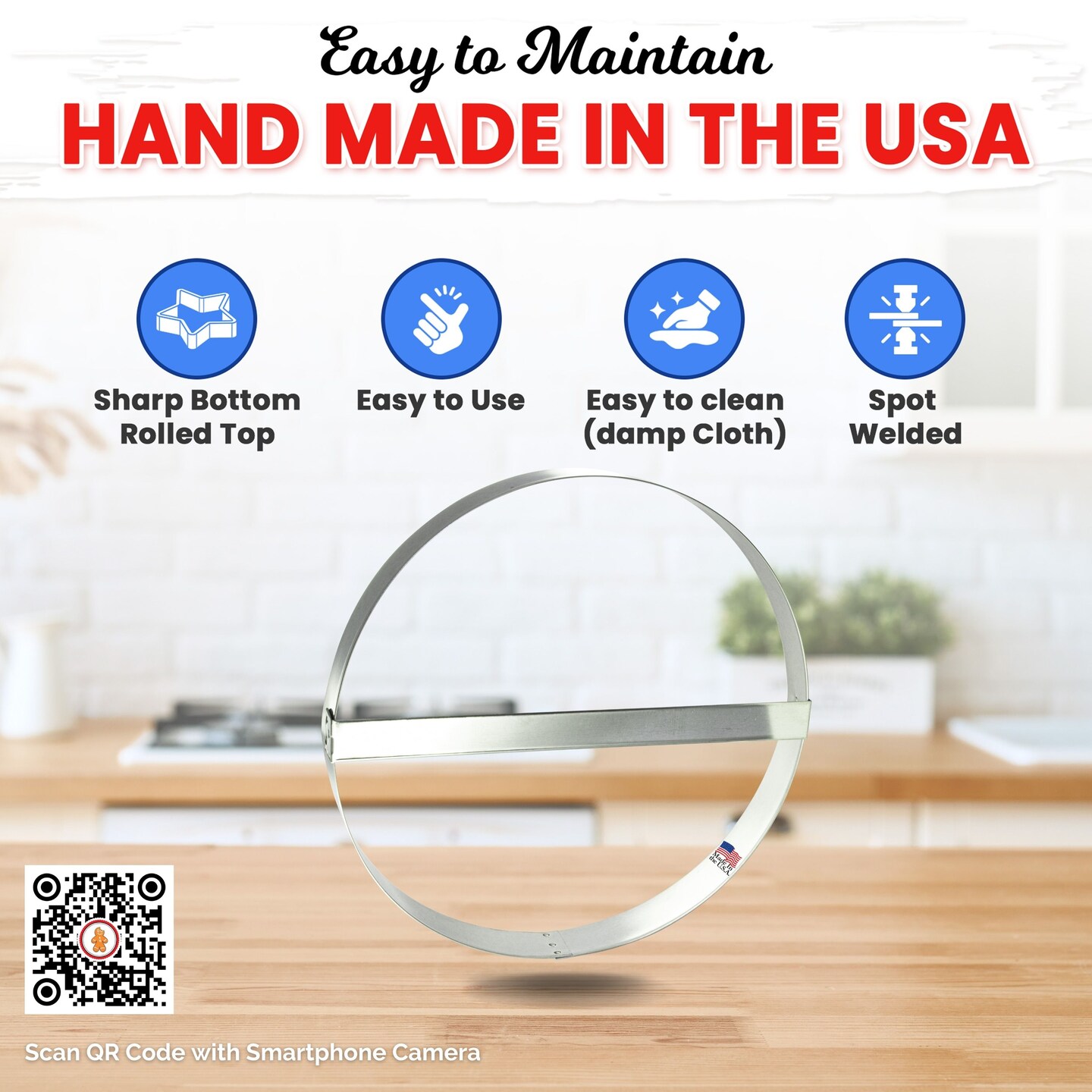 CookieCutter.Com Brand Extra Large Round Circle with Brace 8 in Cookie Cutter - USA Made Tin Plate Steel