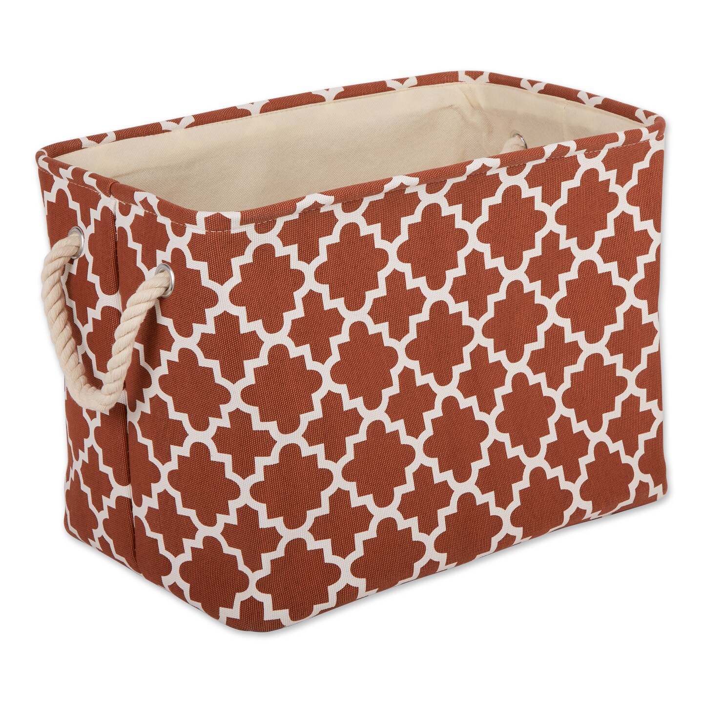 Contemporary Home Living Small Lattice Pattern Rectangular Storage Bin - 14" - Cinnamon Brown