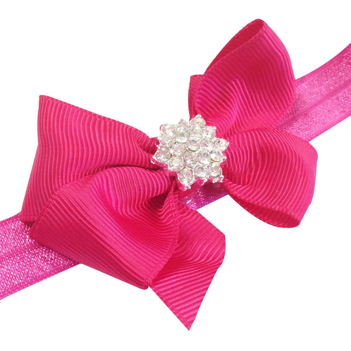 Wrapables Ribbon Bow with Rhinestone Button Center Stretchy Headband, Set of 12