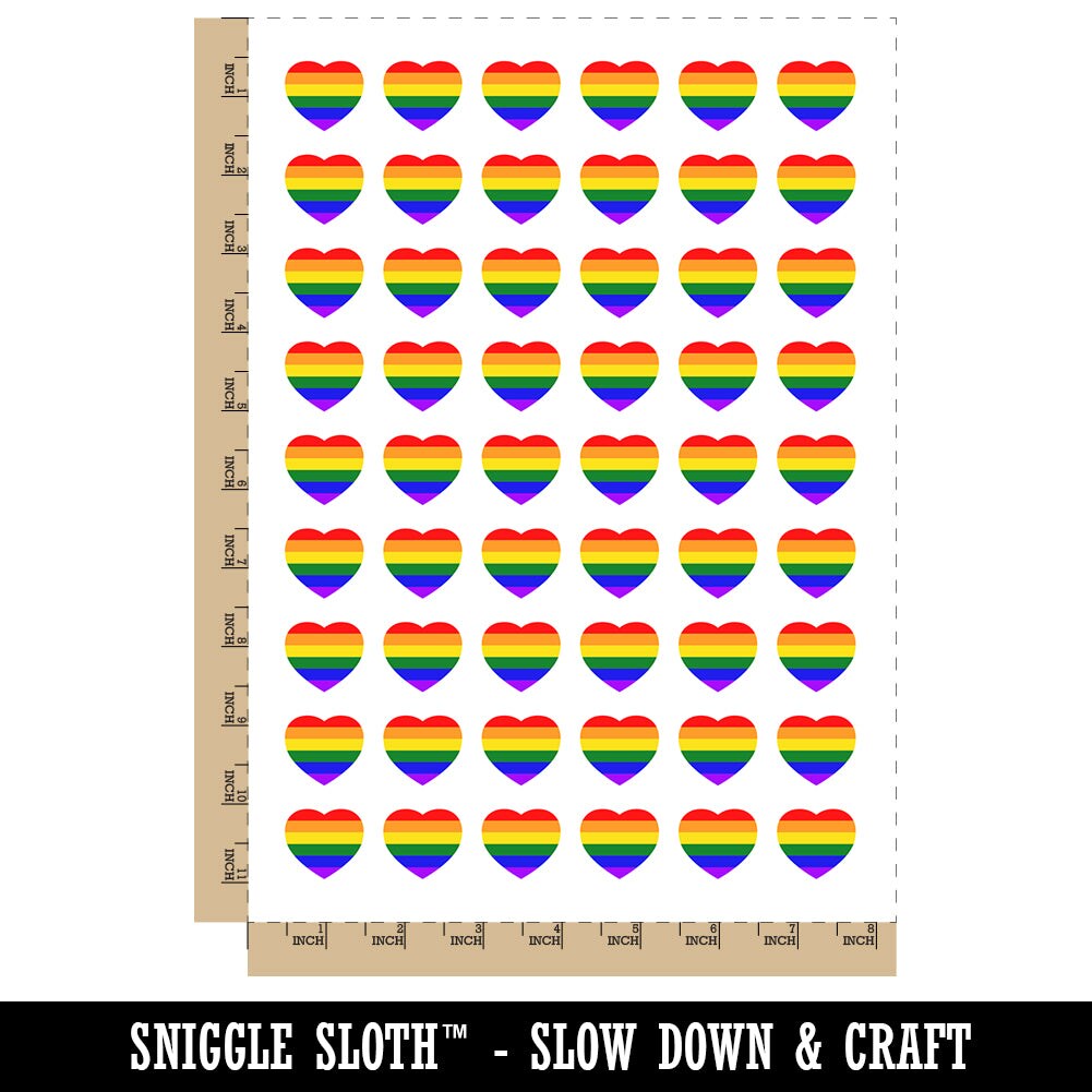 Rainbow Heart LGBTQ Love Temporary Tattoo Water Resistant Fake Body Art Set Collection (1 Sheet)