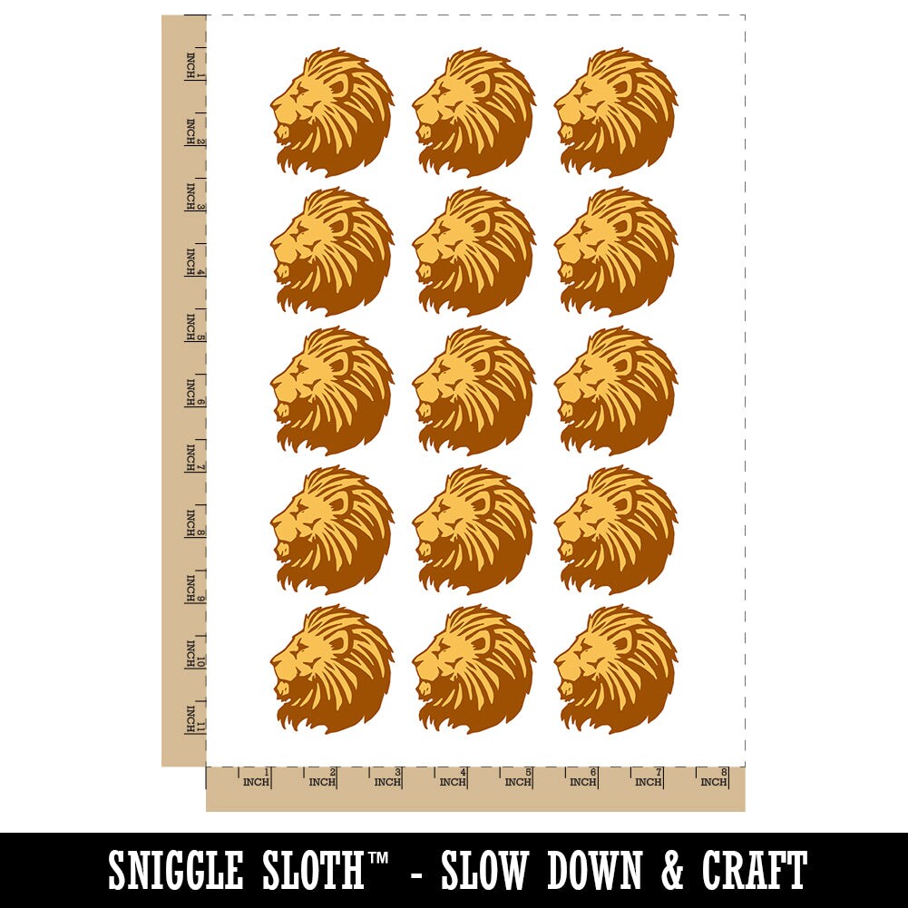 Regal Maned Lion Head Side Profile Temporary Tattoo Water Resistant Fake Body Art Set Collection (1 Sheet)
