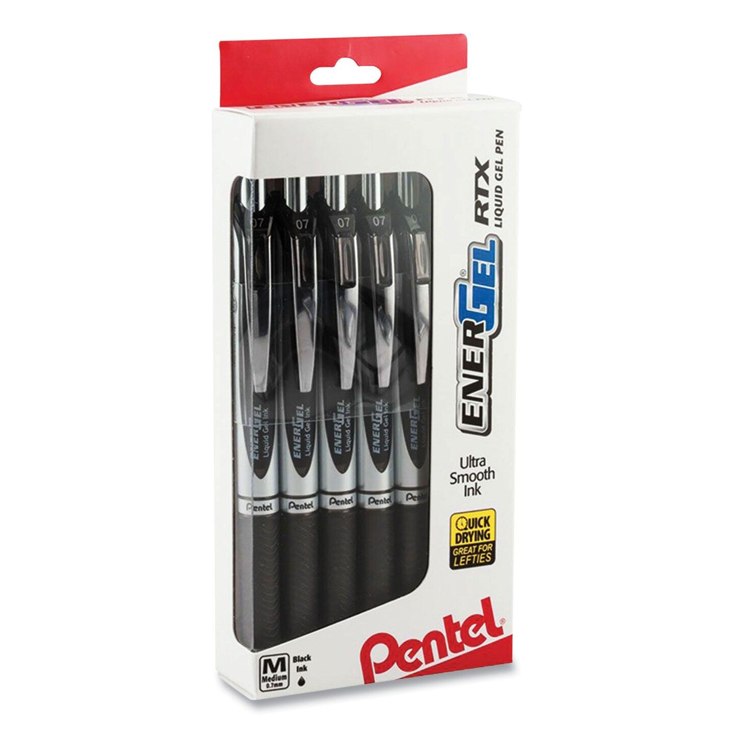 EnerGel RTX Gel Pen, Retractable, Medium 0.7 mm, Black Ink, Black/Silver Barrel, Dozen EnerGel RTX Gel Pen, Retractable, Medium 0.7 mm, Black Ink, Black/Silver Barrel, Dozen