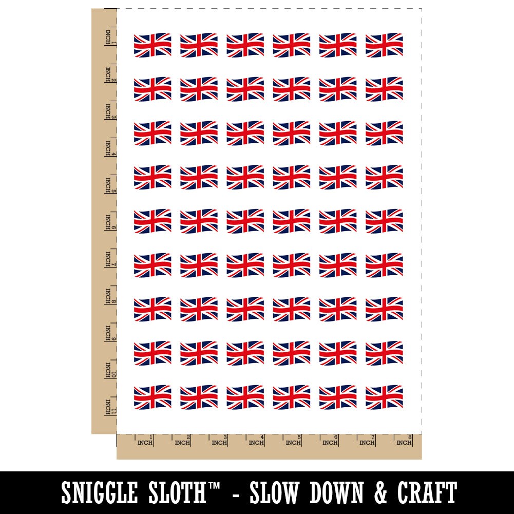 Great Britain with Waving Flag Union Jack Cute Temporary Tattoo Water Resistant Fake Body Art Set Collection (1 Sheet)