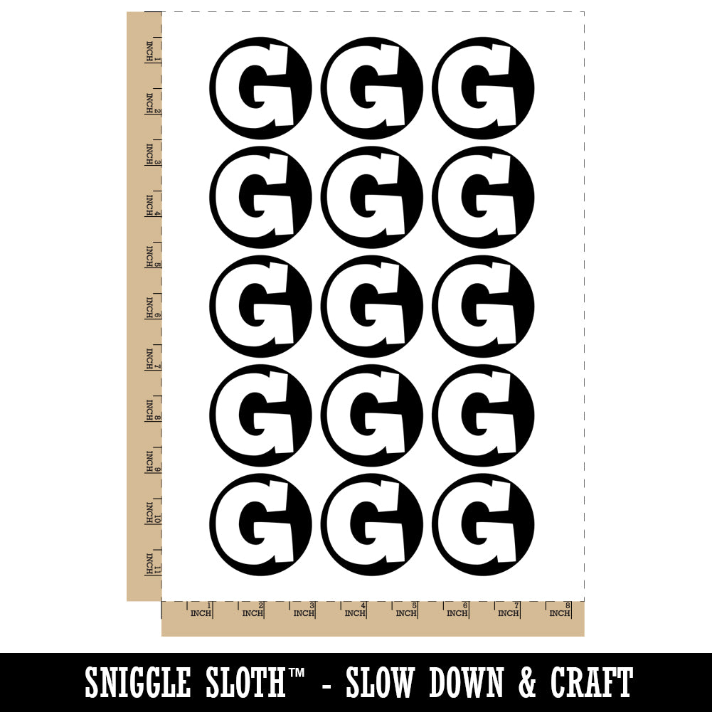 Letter G Uppercase Fun Bold Font Temporary Tattoo Water Resistant Fake Body Art Set Collection (1 Sheet)