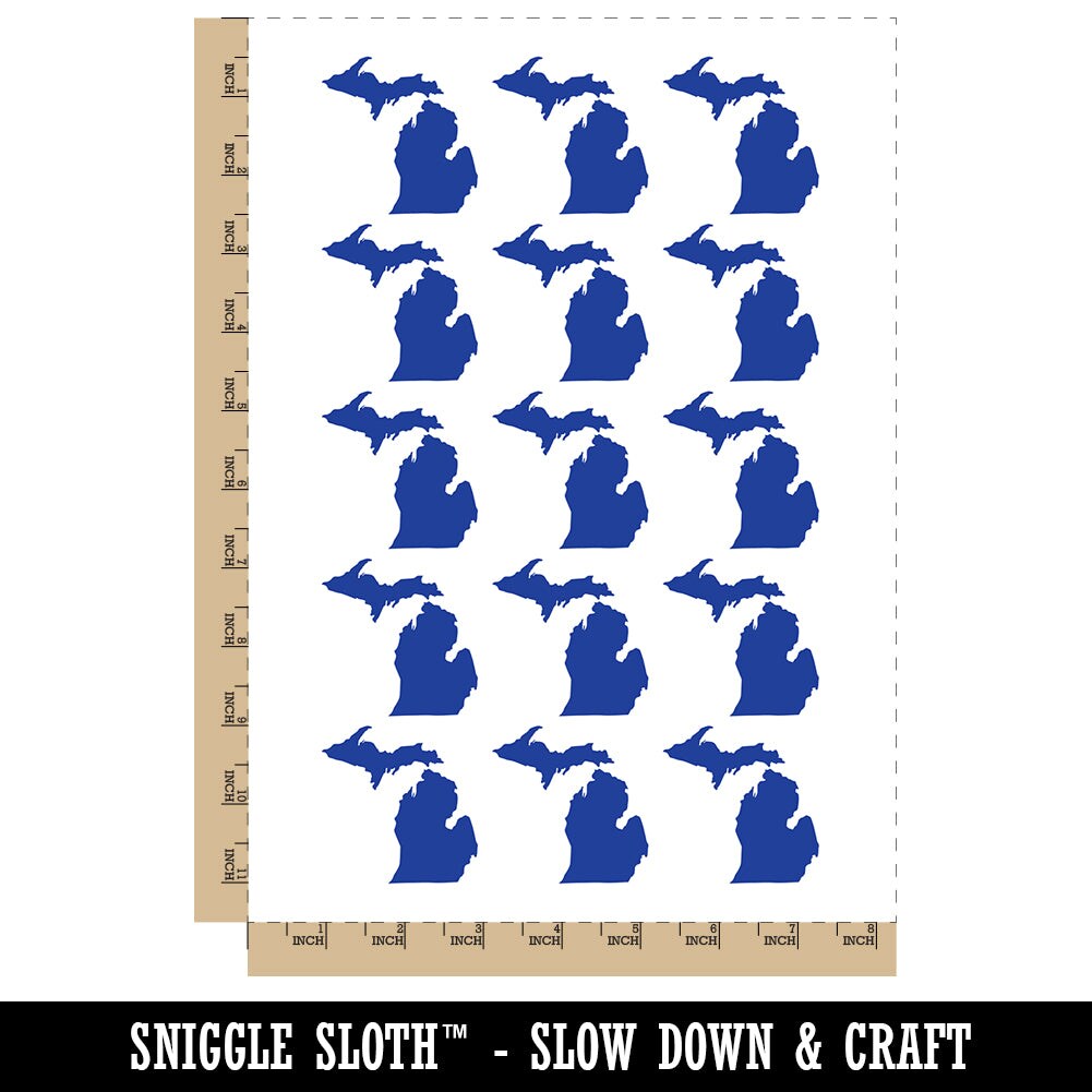 Michigan State Silhouette Temporary Tattoo Water Resistant Fake Body Art Set Collection (1 Sheet)