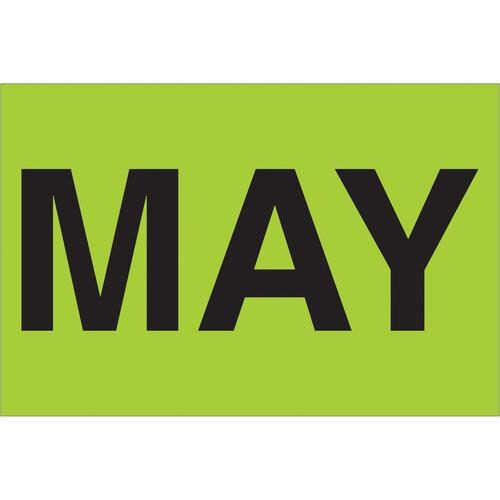Tape Logic Months of the Year Labels, "MAY", 2" x 3", Fluorescent Green
